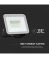 50W LED projektør med Samsung Chip - 100lm/W, IP65, grå krop, 6500K, udendørs
