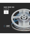 120 LED Stribelys 12W - RGB, IP20, 24V, 8mm, Hvid Dobbelt PCB, 5m/Rulle