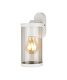 E27 væglampe - Mat hvid, klart glas, 93x116x234 mm, uden lyskilde