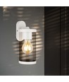 E27 væglampe - Mat hvid, klart glas, 93x116x234 mm, uden lyskilde