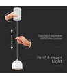 8,5W LED pendel, Ø10cm - Lysegrå, 850lm, touch on/off, justerbar wire, inkl. lyskilde