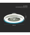 Ventilator med loftslys 45W - RF kontrol, CCT:3 i 1, AC motor, blå ring