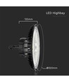 120W/150W/200W LED high bay, 160lm/W - IP65, 3-i-1 CCT, justerbar watt, Ø32cm