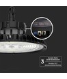 120W/150W/200W LED high bay, 160lm/W - IP65, 3-i-1 CCT, justerbar watt, Ø32cm