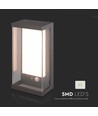 1W Solara væglampe med sensor - IP65, 3000K, mørkegrå, solcelle, bevægelsessensor, udendørs