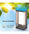 1W Solara væglampe med sensor - IP65, 3000K, mørkegrå, solcelle, bevægelsessensor, udendørs
