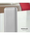 10000mAh power bank, 10W - Sølv, LED display, inkl. 30cm Type-C kabel
