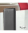 10W Powerbank 10000mAh - 5V, LED display, sort, inkl. 30cm USB-C kabel