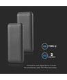 10W Powerbank 10000mAh - 5V, LED display, sort, inkl. 30cm USB-C kabel