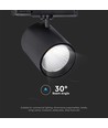35W LED COB skinnespot - 3000lm, 4000K, 30 grader, sort aluminium, IP20