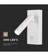 2W LED vægspot med afbryder, firkantet - 150lm, 4000K, hvid, 14,5 x 15 cm