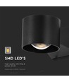 5W LED Væglampe - 3000K, Sort hus, IP65