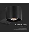 5W LED væglampe, rund - IP65, sort, 3000K, op/ned lys, inkl. lyskilde