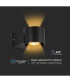 5W LED væglampe, rund - IP65, sort, 3000K, op/ned lys, inkl. lyskilde