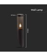 E27 sort bedlampe, 40cm - IP44, rustfrit stål, uden lyskilde, have/sti monteret
