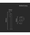 4W havelampe bedlampe - 100cm, IP44, sort, aluminium, 12,9x15,9x100 cm