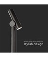 4W havelampe bedlampe - 100cm, IP44, sort, aluminium, 12,9x15,9x100 cm
