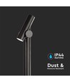 4W havelampe bedlampe - 100cm, IP44, sort, aluminium, 12,9x15,9x100 cm