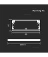 2m Alu profil til LED strips, 50x20mm - Sølv, inkl. mælkehvidt cover