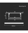 Monteringssæt til LED strip - Diffuser, 2000x50x20mm, Sølv Hus.