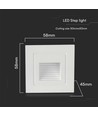 3W LED væglampe til indbygning - IP65, varm hvid, hvid kant, firkantet, 5,8x5,8 cm