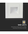 3W LED væglampe til indbygning - IP65, varm hvid, hvid kant, firkantet, 5,8x5,8 cm