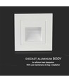 3W LED væglampe til indbygning - IP65, varm hvid, hvid kant, firkantet, 5,8x5,8 cm