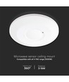 V-Tac 360° mikrobølge sensor - Bevægelsessensor, max 1000W , hvidt hus