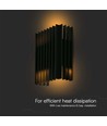 12W LED væglampe med op/ned lys - IP65, sort, 4000K, 1250lm, 340° lysspredning