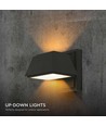 15W LED væglampe med op/ned lys - IP65 udendørs, 130lm/W, sort, 16x16,5cm, inkl. lyskilde