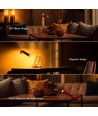 Opladelig 3-i-1 LED lampe - Magnetisk, rød, dæmpbar, inkl. fod og 2 stk. monteringsbeslag