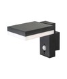 5,5W Solara væglampe med sensor - Solcelle, PIR sensor, IP54, 3000K, sort, rektangulær