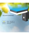 5,5W Solara væglampe med sensor - Solcelle, PIR sensor, IP54, 3000K, sort, rektangulær