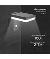 5,5W Solara væglampe med sensor - Solcelle, PIR sensor, IP54, 3000K, sort, rektangulær