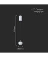9W LED pendel, hvid - 1000lm, 111lm/W, 10x10x100cm, inkl. lyskilde