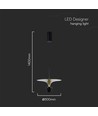 9W designer pendel - Sort/Guld, 1000lm, IP20, metal, 30x320x100cm