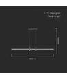 19W LED pendel - 80cm, sort, 2160lm, inkl. lyskilde