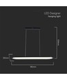 24W LED pendel, 80x100cm - 3000lm, sort krop, 120 grader, inkl. lyskilde