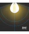 E14 6W LED kronepære - P45, filament, klart glas, 600lm