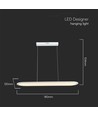 24W LED pendel / hængelampe - 80x104cm, 3000lm, hvid, 3000K, inkl. lyskilde