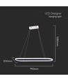 24W LED pendel / hængelampe - 80x20x100cm, 2760lm, hvid krop, 3000K