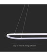 24W LED pendel / hængelampe - 80x20x100cm, 2760lm, hvid krop, 3000K
