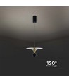 9W LED pendel / hængelampe - 4000K, 1000lm, sort/guld, 30x320cm, inkl. lyskilde