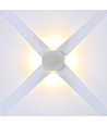 4W rund LED væglampe med 4 lysstråler - IP54, hvid, COB LED, 3000K, inkl. lyskilde