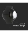 2W LED væglampe med op/ned lys - IP54, sort, COB LED, 3000K, 4x4x4cm