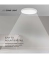 18W Kuppel Lys - LED, 3000K, Rundt, Hvid Ramme, IP44