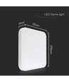 24W LED Dome Lys - 3000K, firkantet, hvid ramme, IP44