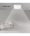 24W LED Dome Lys - 3000K, firkantet, hvid ramme, IP44