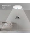 18W LED DOME Lys - Mikrobølge Sensor, 3000K, Rund, Hvid Ramme, IP44