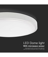 24W Dome Lys - Mikrobølgesensor, 3000K, rund, hvid ramme, IP44